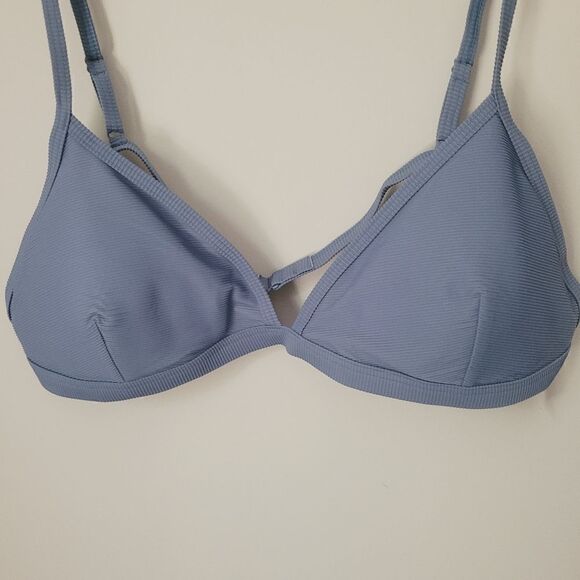 New J.Crew Ribbed Triangle Bikini Top in Blue Size 3X NWT - Picture 5 of 12